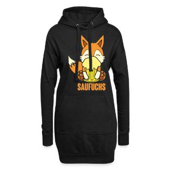 Fuchs Saufuchs Biertrinker Saufen Bier - Hoodie-Kleid - Schwarz - Vorne