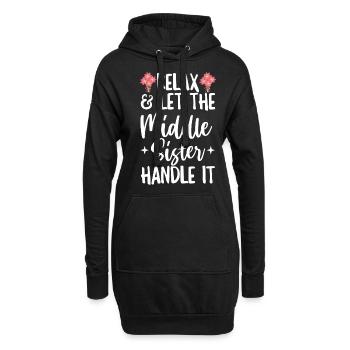 Geschwisterdesign für die mittlere Schwester - Hoodie-Kleid - Schwarz - Vorne