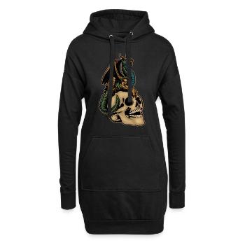 Dragon effrayant et tête de crâne effrayante Costume d’Halloween - Sweat-shirt à capuche long Femme - noir - Devant
