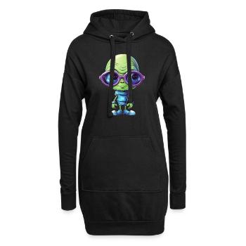 Nerdy alien avec des lunettes - Sweat-shirt à capuche long Femme - noir - Devant