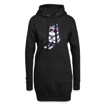 Perserkatze Skifahrer Winterzauber - Hoodie-Kleid - Schwarz - Vorne