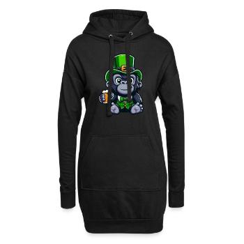 Gorille de la Saint-Patrick avec dessin animé de bière - Sweat-shirt à capuche long Femme - noir - Devant