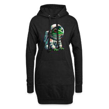 Frog astronaut in space - Hoodie Dress - black - Front