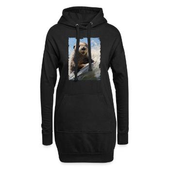 Surfer loutre de mer - Sweat-shirt à capuche long Femme - noir - Devant