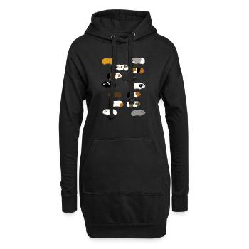 14 Meerschweinchen - Hoodie-Kleid - Schwarz - Vorne