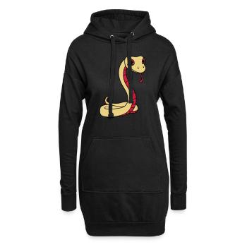 serpent visage tête gecko lézard reptile réel - Sweat-shirt à capuche long Femme - noir - Devant