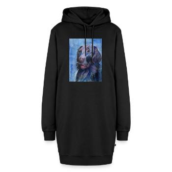 flatcoated retriever - aquarelle - Sweat-shirt à capuche long Femme - noir - Devant