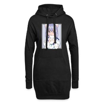 Kawaii Anime chat Neko Manga Japonais Otaku - Sweat-shirt à capuche long Femme - noir - Devant