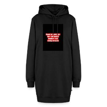 Zitat - Hoodie-Kleid - Schwarz - Vorne - AI Model Female 172 light (172cm)