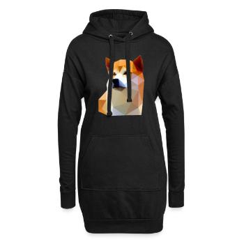 Faible Poly Shiba Inu Chien - Sweat-shirt à capuche long Femme - noir - Devant