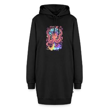 Oktofrieden - Hoodie-Kleid - Schwarz - Vorne - AI Model Female 172 light (172cm)