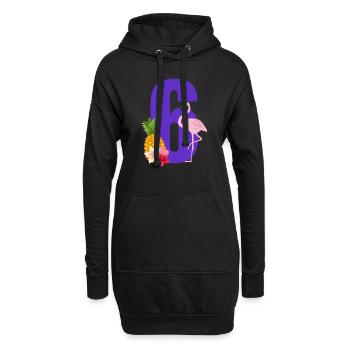 6e anniversaire flamingo - Sweat-shirt à capuche long Femme - noir - Devant
