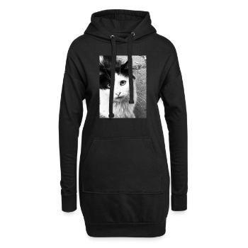 Félin - Sweat-shirt à capuche long Femme - noir - Devant