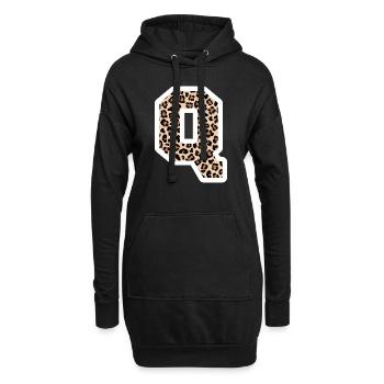 lettre Q motif léopard -idée cadeau d’anniversaire - Sweat-shirt à capuche long Femme - noir - Devant
