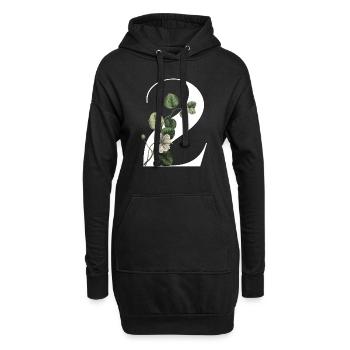 Numéro 2 floral vert -2e anniversaire floral - Sweat-shirt à capuche long Femme - noir - Devant