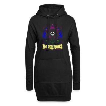 Flower Power Illustration Audacieux Bleu Violet Mutant - Sweat-shirt à capuche long Femme - noir - Devant
