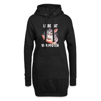 Liebe hat Vier Pfoten Chinchilla Chinchillas Nager - Hoodie-Kleid - Schwarz - Vorne