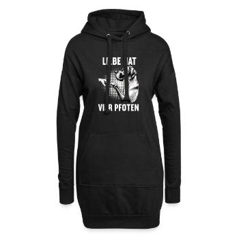 Liebe hat Vier Pfoten Deutsche Dogge Doggenhalter - Hoodie-Kleid - Schwarz - Vorne