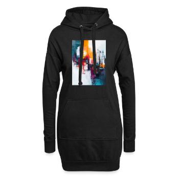 Ville abstraite peinte colorée avec des bâtiments de grande hauteur - Sweat-shirt à capuche long Femme - noir - Devant