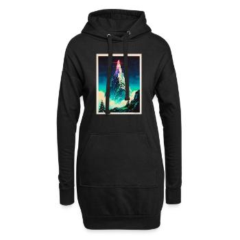 Ein Leuchtfeuer über den Wolken - Hoodie-Kleid - Schwarz - Vorne