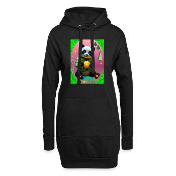 Futuristischer Panda - Hoodie-Kleid - Schwarz - Vorne