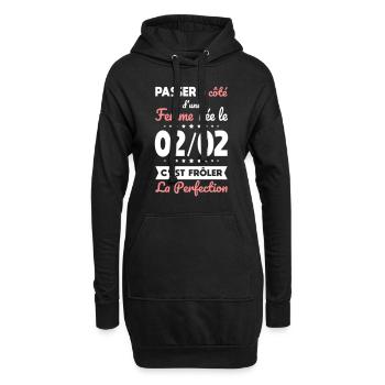 Anniversaire - Née le 2 Février Frôler perfection - Sweat-shirt à capuche long Femme - noir - Devant