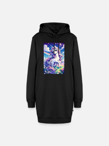 Japanisches Einhorn im Märchenland. - Hoodie-Kleid - Schwarz