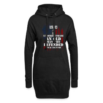 Never Underestimate An Old Man W... - Hoodie-Kleid - Schwarz - Vorne