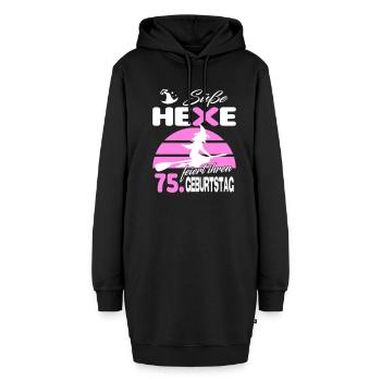75 Jahre Geburtstag Frau Hexe Süß Süss Jahrestag - Hoodie-Kleid - Schwarz - Vorne
