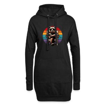 Cooler Retro Bär in Sonnenbrille 70er 80er 90er Jahre - Hoodie-Kleid - Schwarz - Vorne