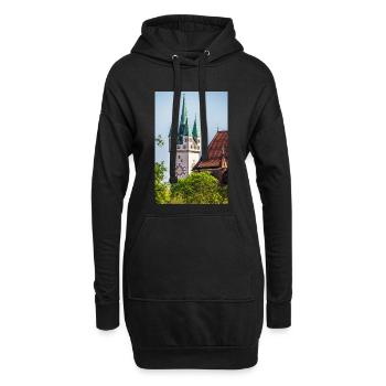Straubing Stadtturm - Hoodie-Kleid - Schwarz - Vorne