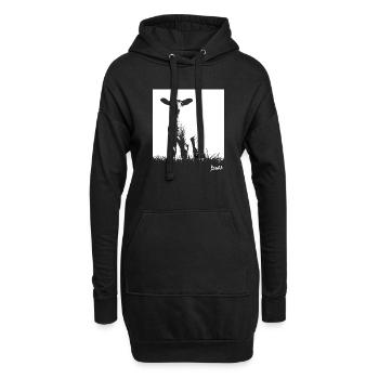 Collection Frise orientale : Agneaux de la digue - Sweat-shirt à capuche long Femme - noir - Devant