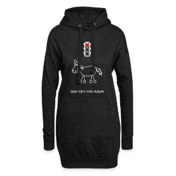 über färt rote Ampel, Autofahrer, Raser, Pferd - Hoodie-Kleid - Schwarz - Vorne