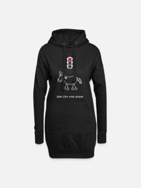 über färt rote Ampel, Autofahrer, Raser, Pferd - Hoodie-Kleid - Schwarz