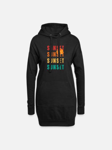 Wiederholungen des Sunset Palm Gradient - Hoodie-Kleid - Schwarz