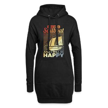 Vintage Segeln - Hoodie-Kleid - Schwarz - Vorne