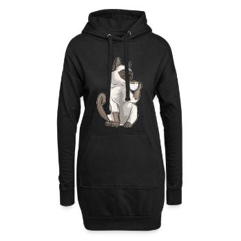 Siamkatze Kaffee Tasse - Hoodie-Kleid - Schwarz - Vorne