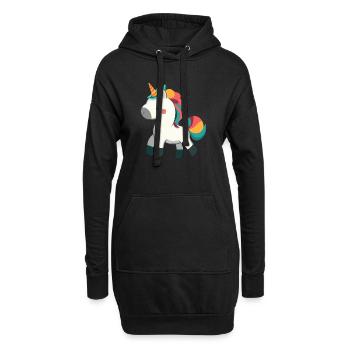 Niedliches stolzes Einhorn-Design - skurrile Cartoon-Kunst - Hoodie-Kleid - Schwarz - Vorne