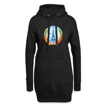 Skyline parisien avec cadre en laurier - Sweat-shirt à capuche long Femme - noir - Devant