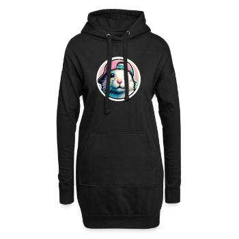 Hamster mit Kappe in Pastell - Hoodie-Kleid - Schwarz - Vorne