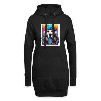 chien - Sweat-shirt à capuche long Femme - noir - Devant
