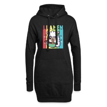 Kawaii Regenbogen Nudel Esser Lama - Hoodie-Kleid - Schwarz - Vorne
