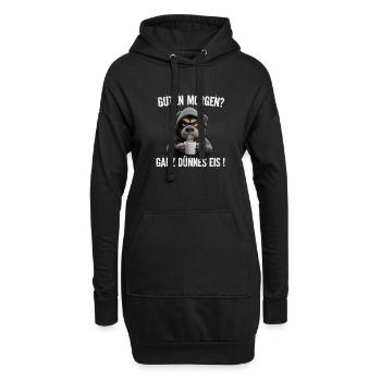 Grumpy Hund mit Kaffee für müde Morgenmenschen - Hoodie-Kleid - Schwarz - Vorne