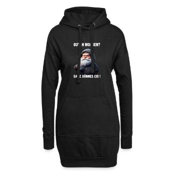 Grummel Weihnachtsmann Dünnes Eis Spruch - Sweat-shirt à capuche long Femme - noir - Devant