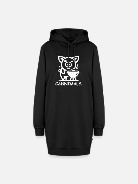 Cannimals – Logo White Edition - Hoodie-Kleid - Schwarz