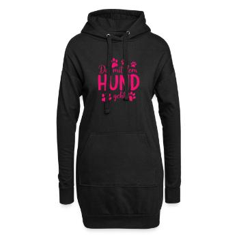 Celui qui marche avec le chien qui dit pattes - Sweat-shirt à capuche long Femme - noir - Devant