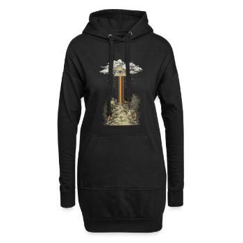 Mystischer Regenbogenstrahl im Pilzwald - Hoodie-Kleid - Schwarz - Vorne
