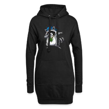 Hip-hop style Raccoon Cartoon Dab - Sweat-shirt à capuche long Femme - noir - Devant