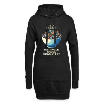 Kabelsalat entwirrt | Kabelmanagement - Hoodie-Kleid - Schwarz - Vorne