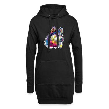 Art animalier de loup - Sweat-shirt à capuche long Femme - noir - Devant